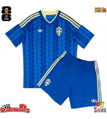 Sweden Replica Away Stadium Kit for Kids World Cup 2026 Short Sleeve (+ pants)